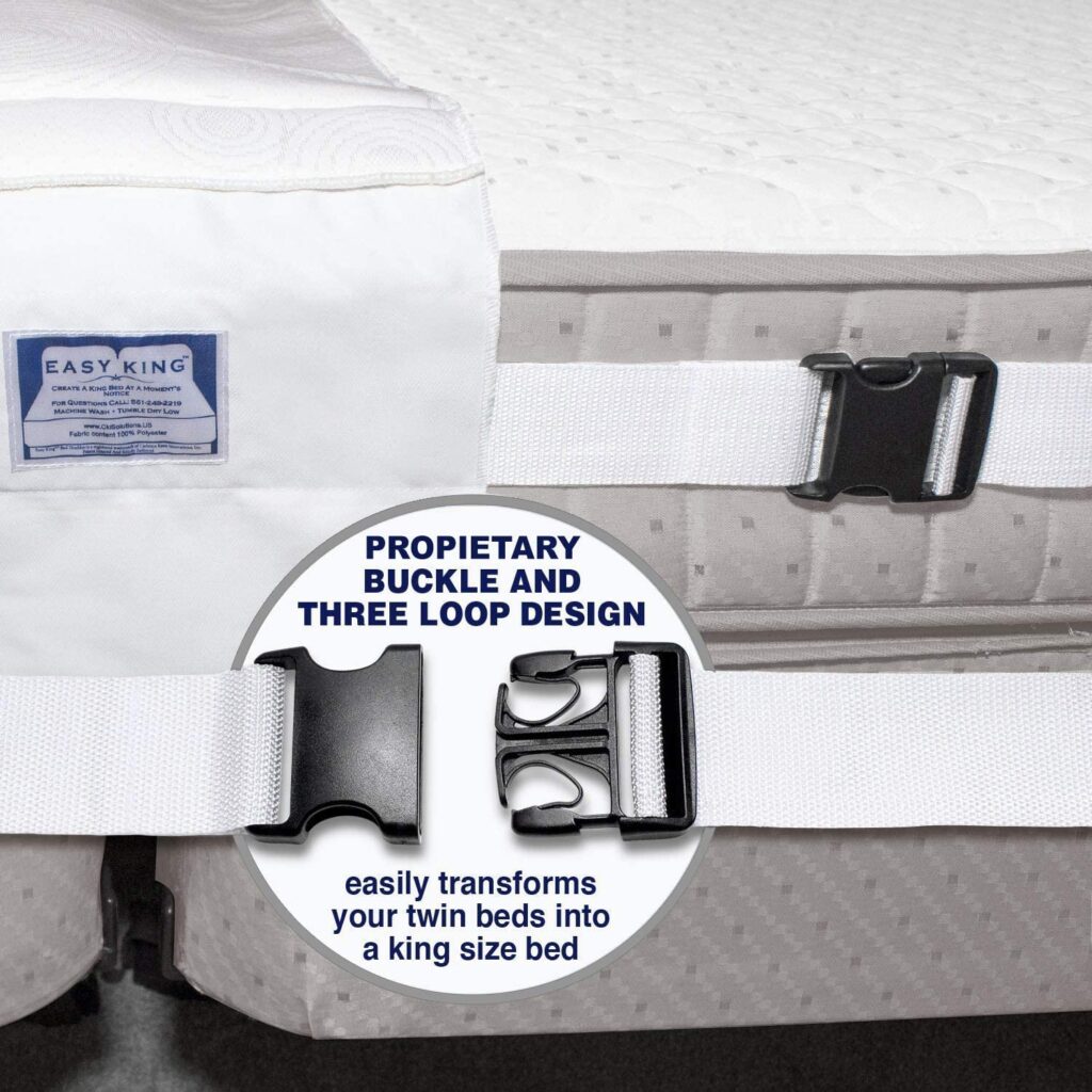 Easy King Bed Bridge, Twin & Twin XL to King Converter Kit, Bed Doubling System Adjustable Mattress Connector