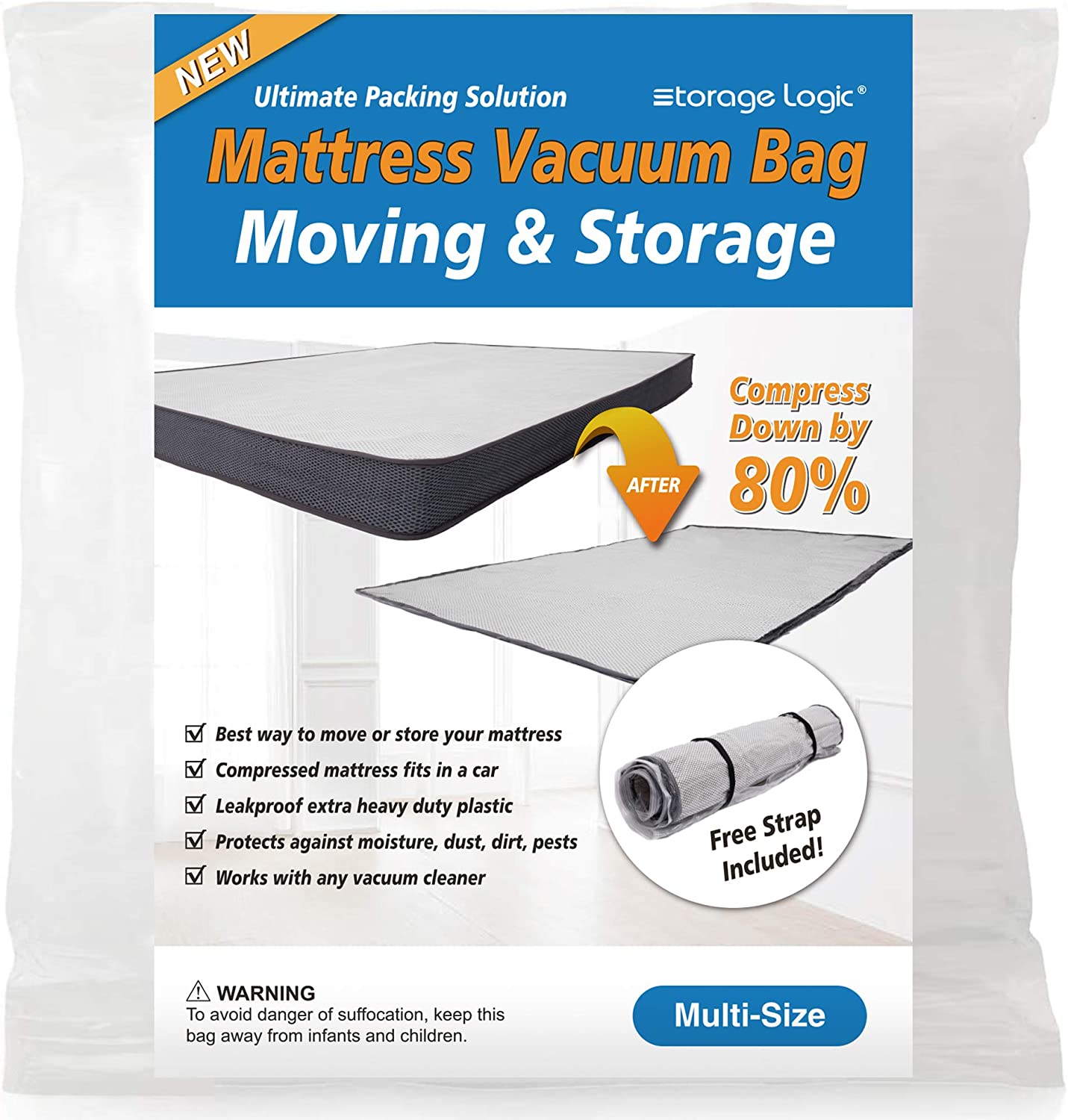 Foam Mattress Vacuum Bag for Moving / Storage-Compress Mattress Bag